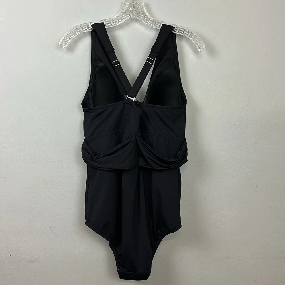 Lands End Black One Piece Slimming Tummy Control One Piece Swimsuit Sz 1X